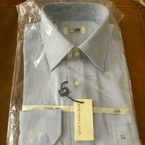 Light Blue Twill/Herring bone - Steven Land Cuff Shirt